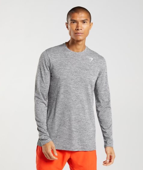 Men's Gymshark Arrival Long Sleeve T-Shirts Grey | CA 0N387D